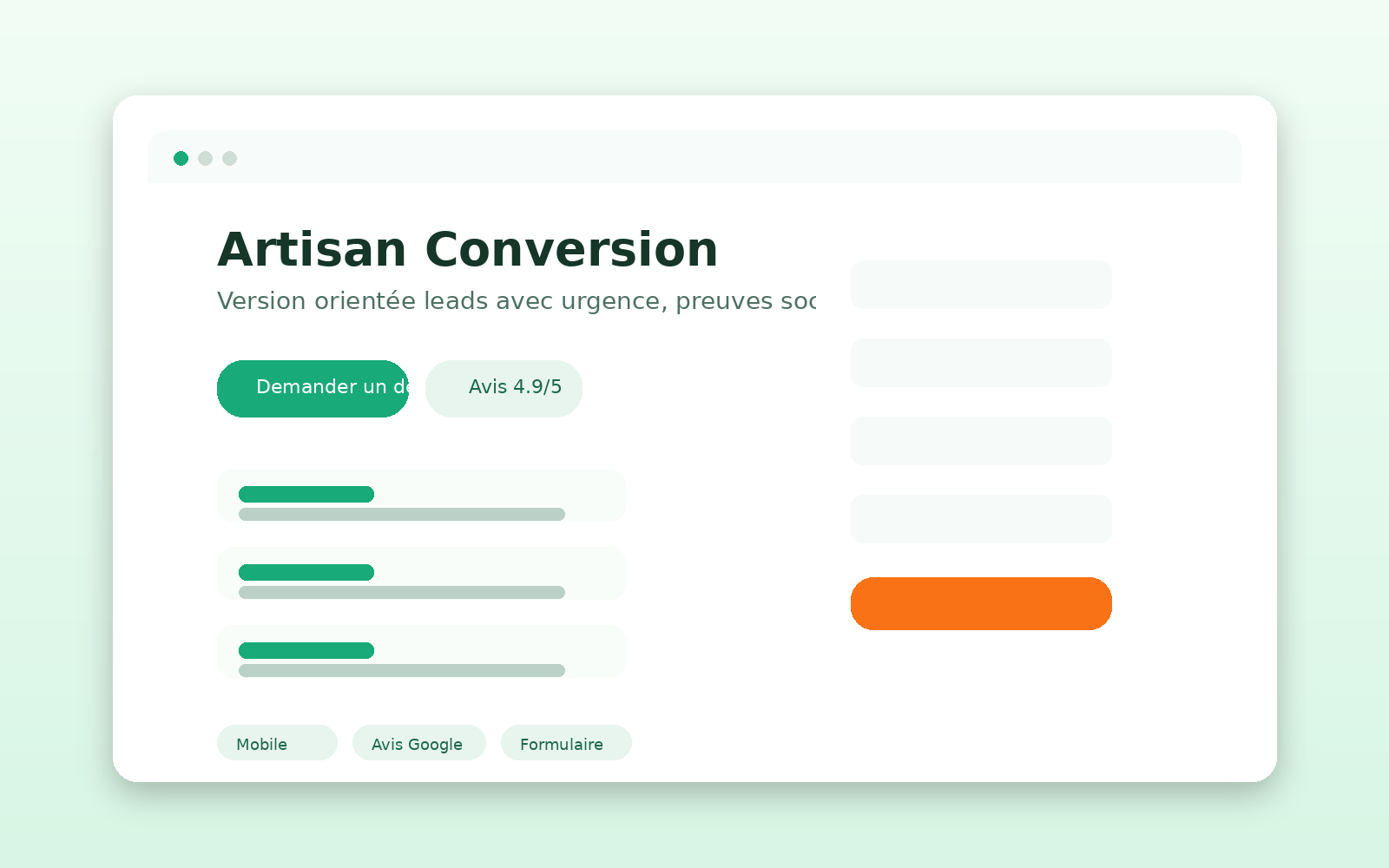 Aperçu du template Artisan Conversion