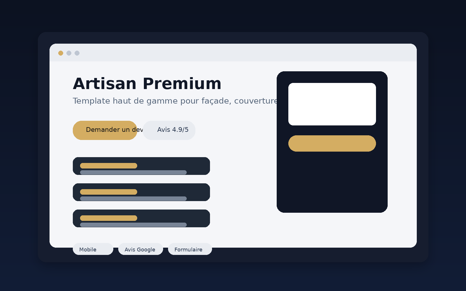 Aperçu du template Artisan Premium